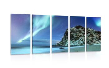 5-częściowy obraz zorza polarna w Norwegii - 200x100