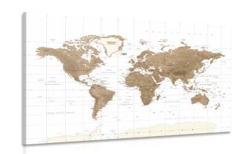 Obraz piękna mapa świata vintage z białym tłem