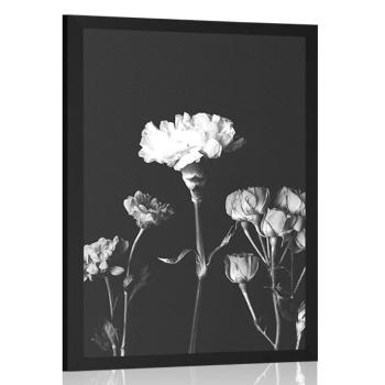 Plakat eleganckie czarno-białe kwiaty - 60x90 black