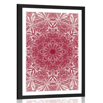 Plakat z passe-partout różowa rozeta - 30x45 white