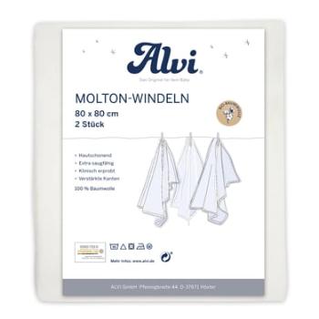Alvi ® Pieluszki Molton 2-pak biały 80 x 80 cm