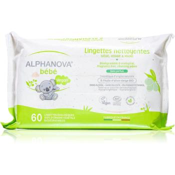 Alphanova Baby Bio ekstra delikatkne, nawilżające chusteczki oczyszczające nieperfumowany dla dzieci od urodzenia 60 szt.