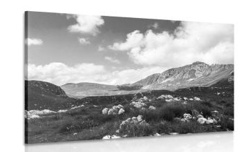 Obraz dolina w Czarnogórze w wersji czarno-białej
