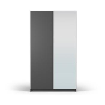 Ciemnoszara szafa z lustrem i drzwiami przesuwnymi 122x215 cm Lisburn – Cosmopolitan Design