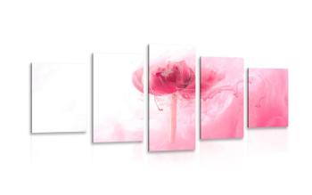 5-częściowy obraz różowy kwiat w ciekawym wzorze - 100x50