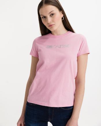 Karl Lagerfeld Rhinestone Logo Koszulka Różowy