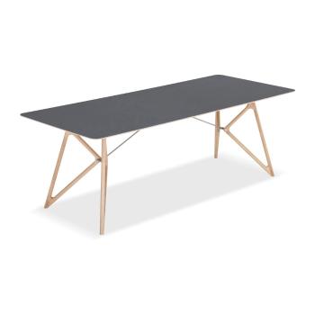 Stół z litego drewna dębowego z czarnym blatem Gazzda Tink, 220x90 cm