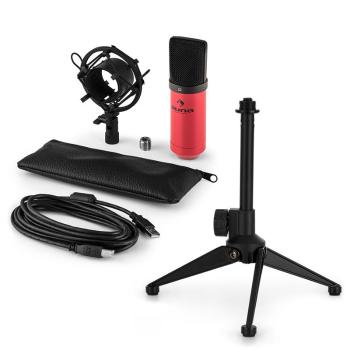 Auna MIC-900RD V1 zestaw mikrofon pojemnościowy ze statywem stołowym czerwony