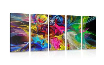 5-częściowy obraz abstrakcyjny chaos kolorów - 200x100