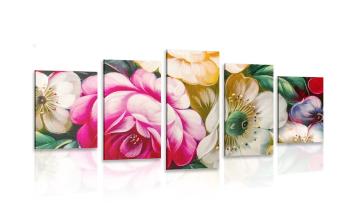 5-częściowy obraz impresjonistyczny świat kwiatów - 200x100