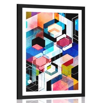 Plakat z passe-partout abstrakcyjna geometria - 30x45 silver