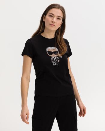 Karl Lagerfeld Ikonik Rhinestone Koszulka Czarny