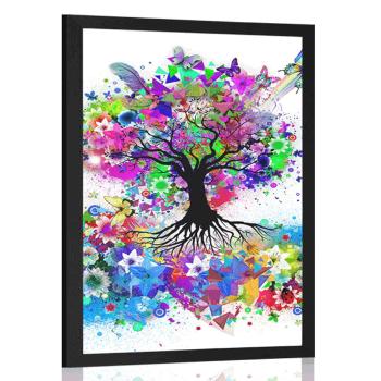 Plakat kwiatowe drzewo pełne kolorów - 60x90 black