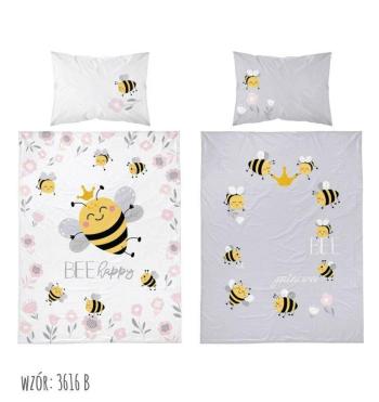 Pościel dziecięca do łóżeczka, Pszczółki, szara