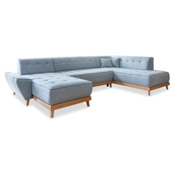 Jasnoniebieska rozkładana sofa w kształcie litery "U" Miuform Dazzling Daisy, prawostronna