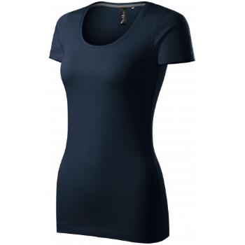 Koszulka damska z ozdobnymi przeszyciami, ombre niebieski, XL