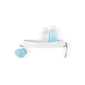 Biała samoprzylepna półka pod prysznic Compactor Clever Flip Shower Shelf