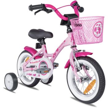 PROMETHEUS BICYCLES® GREEN HAWK Rower dziecięcy 12 , różowo-biały od 3 lat z kołami podporowymi