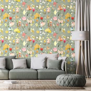 Tapeta abstrakcyjne malowane kwiaty - 75x1000