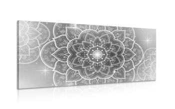 Obraz orientalna Mandala w wersji czarno-białej - 100x50