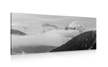 Obraz krajobraz zimowy w wersji czarno-białej