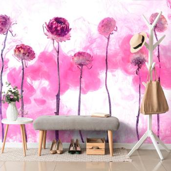 Tapeta kwiaty z różową parą - 150x100