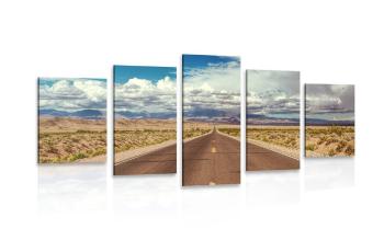 5-częściowy obraz droga na pustyni - 100x50