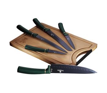 BerlingerHaus - Zestaw noży ze stali nierdzewnej z bambusową deską do krojenia 6 szt. zielony