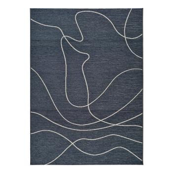 Ciemnoniebieski dywan zewnętrzny z domieszką bawełny Universal Doodle, 57x110 cm