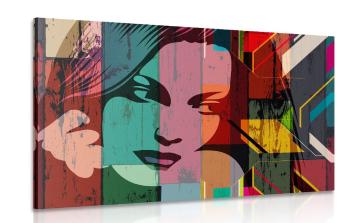Obraz portret kobiety na kolorowym tle - 90x60