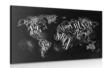 Obraz modna czarno-biała mapa świata - 120x80