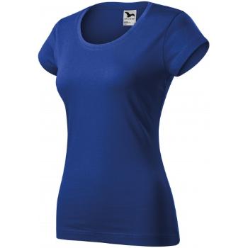 T-shirt damski slim fit z okrągłym dekoltem, królewski niebieski, L