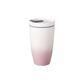 Różowo-biały porcelanowy kubek termiczny Villeroy & Boch Like To Go, 350 ml