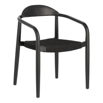 Czarne krzesło ogrodowe z drewna eukaliptusa Kave Home Glynis