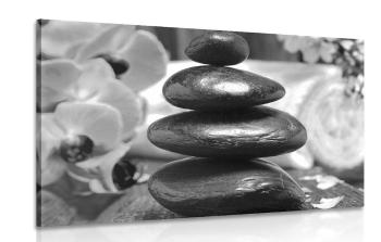 Obraz kamienie relaksacyjne Zen w wersji czarno-białej - 60x40