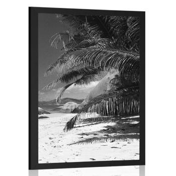 Plakat piękno plaży Anse Source w czerni i bieli - 60x90 white
