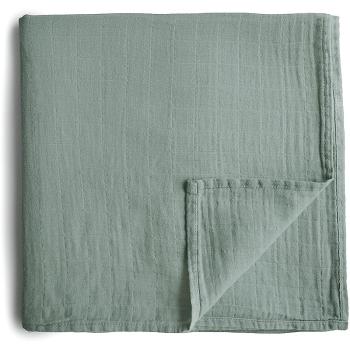 Mushie Muslin Swaddle Blanket Organic Cotton becik Roman Green 120cm x 120cm 1 szt.