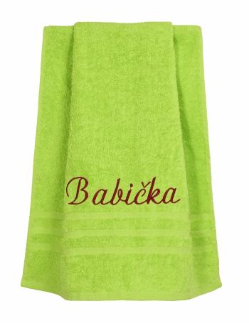 Ręcznik prezentowy, Babcia, zielony, 50 x 95 cm