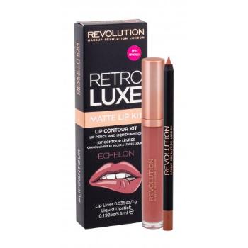 Makeup Revolution London Retro Luxe Matte Lip Kit zestaw Płynna pomadka 5,5 ml + Konturówka do ust 1 g dla kobiet Echelon