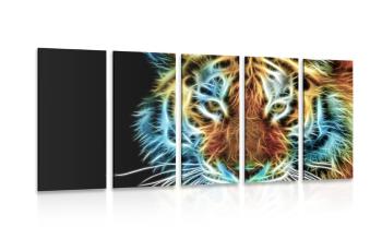 5-częściowy obraz głowa tygrysa w abstrakcji - 100x50