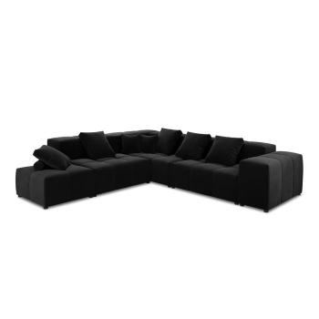 Czarna aksamitna sofa narożna (zmienna) Rome Velvet - Cosmopolitan Design