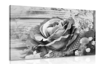 Obraz róża vintage w wersji czarno-białej - 120x80