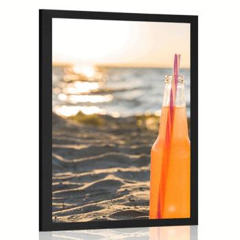 Plakat orzeźwiający napój na plaży - 30x45 white