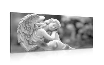 Obraz szczęśliwy anioł w wersji czarno-białej - 100x50