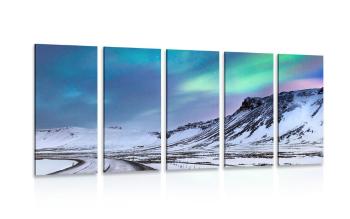 5-częściowy obraz norweska zorza polarna - 100x50
