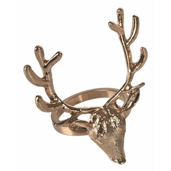 Zestaw 4 metalowych obrączek na serwetki w kolorze złota Villa d'Este Reindeer