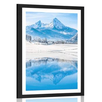 Plakat z passe-partout śnieżny krajobraz w Alpach - 30x45 black