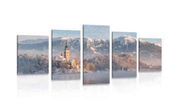 5-częściowy obraz kościół nad jeziorem Bled w Słowenii - 200x100