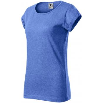 Koszulka damska z podwiniętymi rękawami, niebieski marmur, XL