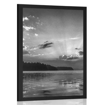Plakat odbicie górskiego jeziora w czerni i bieli - 40x60 black